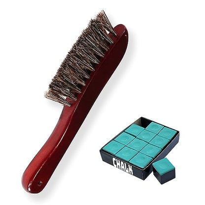Freetime Fun Pool Table Brush for Felt with Real, Authentic Horse Hair Set of Billiards Pool Table Brush 8.5" Rail Brush Bonus Pack of Chalk - style: 8" Rail Brush