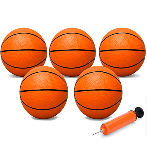 6" Mini Basketball for Kids & Adults, Indoor Basketball for Over-Door Hoop, Toddler Balls Arcade Game 5 Pack - color: Orange