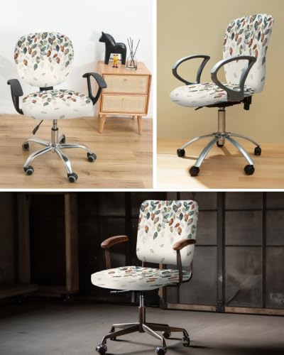 Savannan Office Chair Cover, Autumn Fallen Leaf Colorful Gradient Protective Stretch Elastic Universal Cover for Desk Task Chair,Computer Rotating Chair 1 Pcs Farm Leaves Seamless