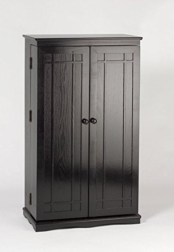 Leslie Dame Solid Oak Multimedia Storage Cabinet with Classic Mission Style Doors, Espresso - color: Espresso