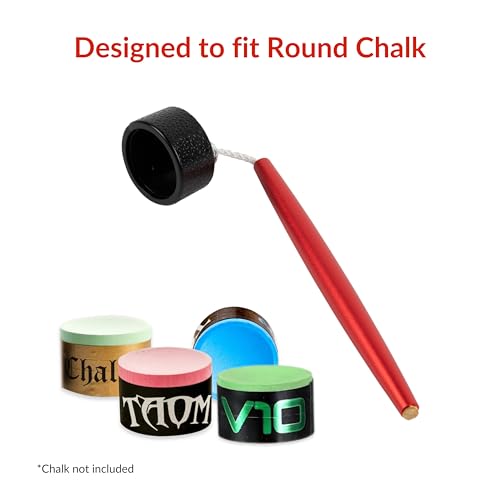 Aluminum Circle Pool Chalk Holder - Use with TAOM Pyro or TAOM V10 Chalk - Slip-in Pocket Pool Cue Chalk Holder - Cover Billiard Supplies - Snooker Accessory Chalk - color: Red
