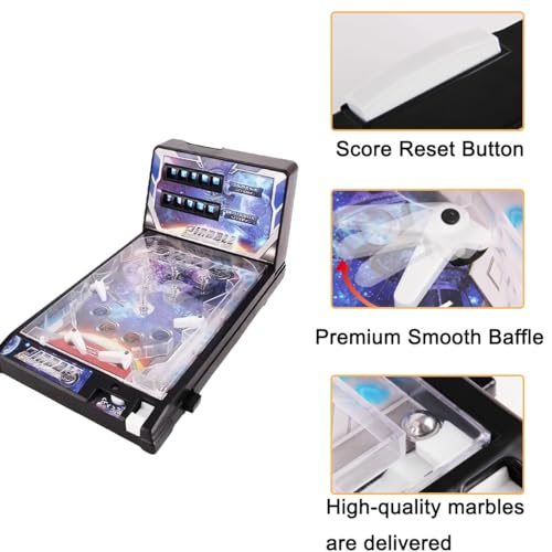 Desktop Pinball Machine Kit, Desktop Ball Shooting Toy for Home, Mini Pinball Game for Friends Boys Girls, Arcade Electronic Pinball Shooting Toy
