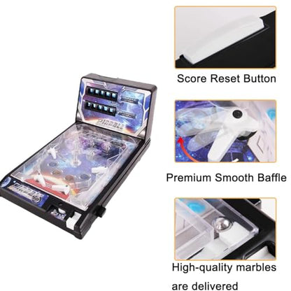 Desktop Pinball Machine Kit, Desktop Ball Shooting Toy for Home, Mini Pinball Game for Friends Boys Girls, Arcade Electronic Pinball Shooting Toy