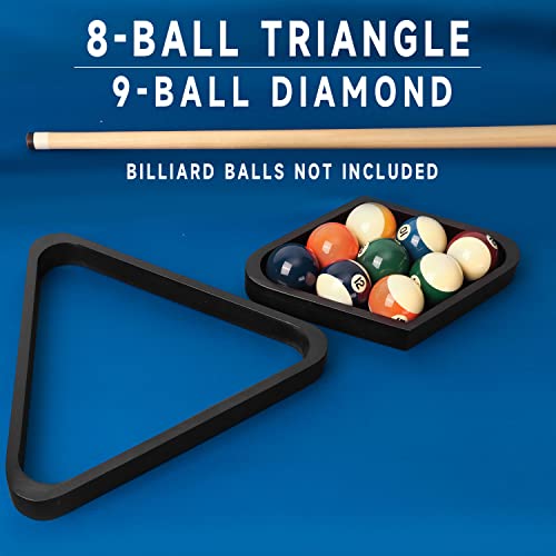 GSE Games & Sports Expert Solid Wood Billiard 8-Ball Triangle / 9-Ball Diamond Pool Ball Racks for 2-1/4" Pool Balls, Pool Table Accessories - color: Black, style: Triangle & Diamond Racks