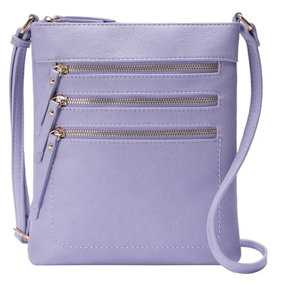 Solene Crossbody Bag Functional Multi Pocket Messenger Purse Top Zip Closure Shoulder Handbag With Adjustable Strap - color: Lavender