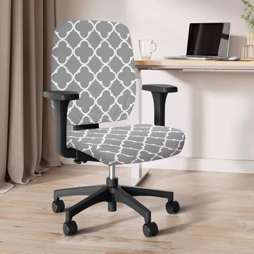4-Piece Office Chair Covers Stretchable Grey Office Chair Arm Covers Desk Chairs Seat Slipcovers with Armrest Pads for Home Computer Gaming Chairs Washable - color: Grey