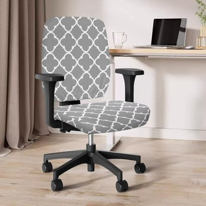 4-Piece Office Chair Covers Stretchable Grey Office Chair Arm Covers Desk Chairs Seat Slipcovers with Armrest Pads for Home Computer Gaming Chairs Washable - color: Grey