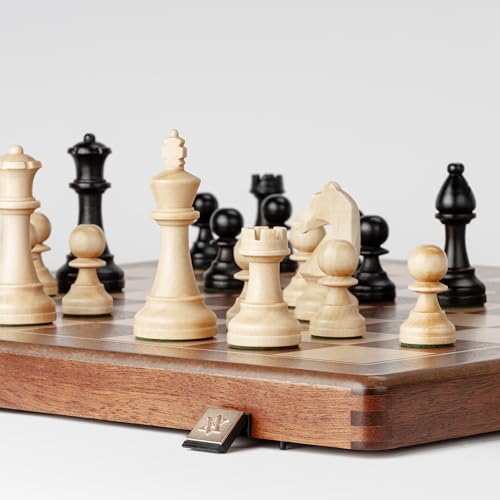 A&A Premium Tournament Chess Set, 19" Wooden Board & 3.75" King Height Staunton Pieces with 2 Extra Queens, Portable Travel Game Set (Natural Mahogany, 19 Inches) - color: Mahogany-o, size: 19 Inches