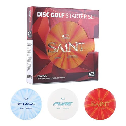 Latitude 64 Classic Disc Golf Starter Set – Includes Saint Fairway Driver, Fuse Midrange & Pure Putter | Base Line Retro Plastic for Grip & Control | Ideal for Beginners & Recreational Players