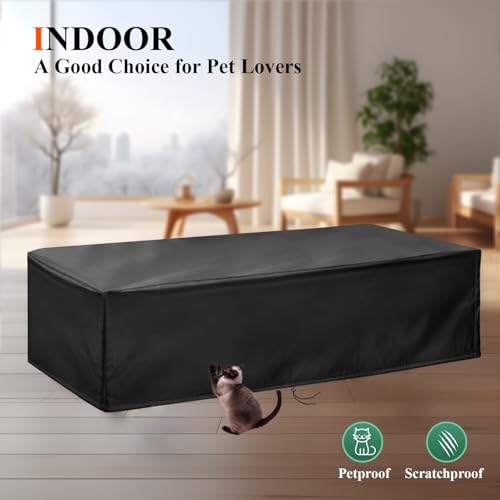 【2025 Upgraded Fabric】Saking 8 Ft Pool Table Cover Waterproof, Heavy Duty Billiard Table Cover Indoor & Outdoor, 102" L x 53" W x 32" H, Black