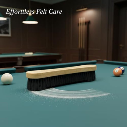 Billiard Table Felt Cleaning Brush with Soft Polyester Bristles and Wooden Handle for Pool Table Maintenance - size: 11.81 x 2.56 x 1.38 in