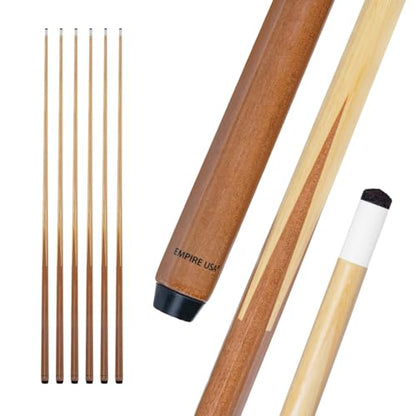 Empire USA Set of 6 Pool Cues - 57” One-Piece Hardwood Billiard Cue Sticks with 13mm Leather Tips, House Bar Pool Sticks for Pool Tables