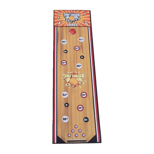 Keenso Indoor Bowling Set, Flannel Bowling Game Mat Tabletop Set 39.37 X 11.42in, Foldable No Tools Assembly with 6 Pins 6 Balls for Family Game Nights Parties