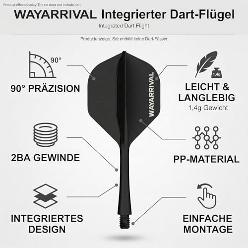 Integrated Dart Flights,All in One Dart Flights and Stems for Unbreakable Use,Universal 2BA Fit for Instant Setup,PP Material Integrated Dart Flights and shafts for Stability - style: 6 Pack