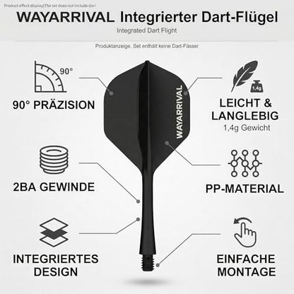Integrated Dart Flights,All in One Dart Flights and Stems for Unbreakable Use,Universal 2BA Fit for Instant Setup,PP Material Integrated Dart Flights and shafts for Stability - style: 6 Pack