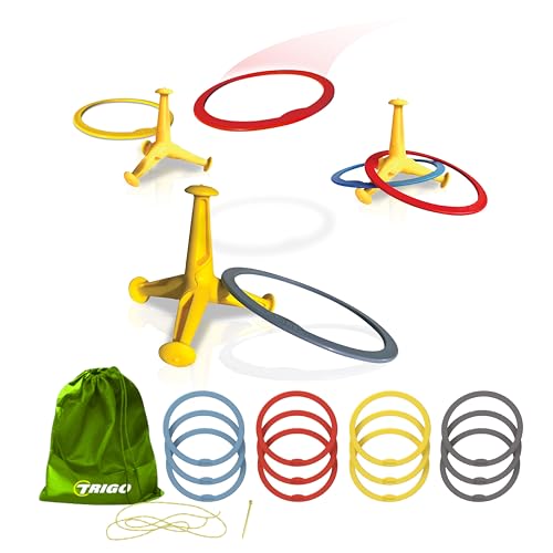 Trigo Portable Ring Toss Game - Indoor and Outdoor Party Games for Kids and Adults - Perfect for Backyard, Camping, Tailgating, Beach, and Indoor Play - 2 to 4 Players - Ages 3+