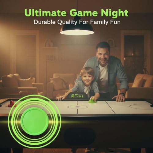 6 Pcs Air Hockey Pucks Set, 3.2 in Standard Replacement, Light Green, Smooth Surface & Rounded Edge, Sturdy Plastic Full Size for Game Tables