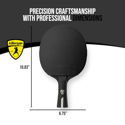 Killerspin Stilo7 SVR Ping Pong Paddle, Performance-Level Table Tennis Racket with Carbon Technology, Memory Book Case, Black