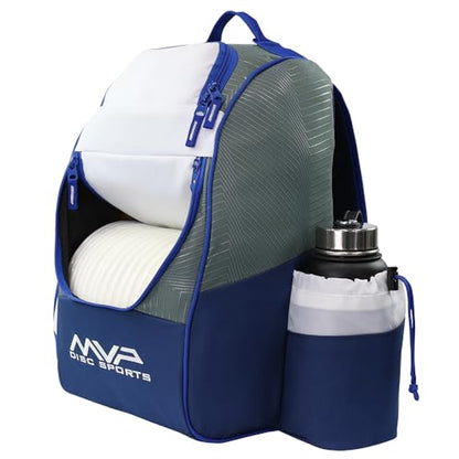 MVP Disc Sports Shuttle Disc Golf Backpack Bag (Choose Your Style and Color) - color: Light Gray/Slate Blue, style: With Velcro Side Panel