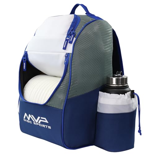 MVP Disc Sports Shuttle Disc Golf Backpack Bag (Choose Your Style and Color) - color: Light Gray/Slate Blue, style: With Velcro Side Panel