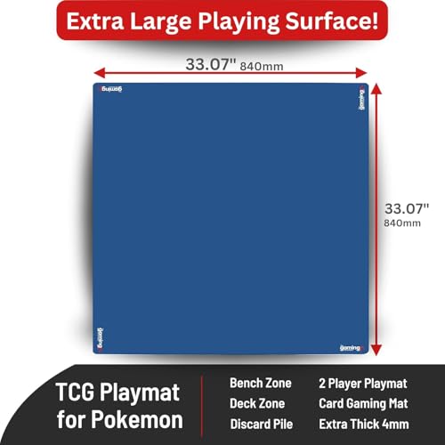 The Gaming Mat Company Mahjong Mat. 33" x 33" Blue with Stitched Edge Premium Square Playmat for Poker, Dominoes & Bridge, Professional Mahjong Table Cover, Poker Table Top, Card Game Mat - color: Blue - Stitched