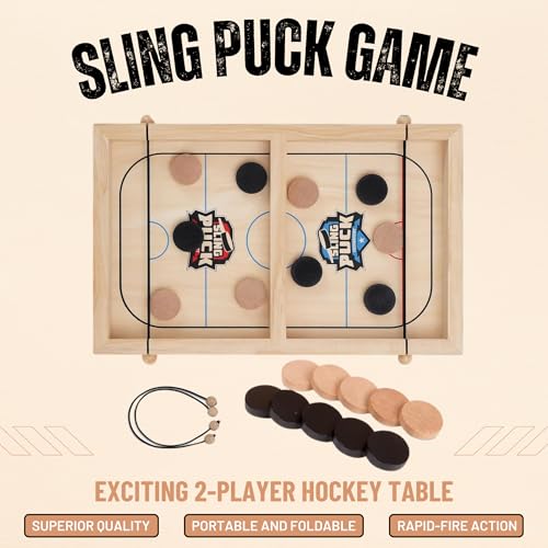 Fast Sling Puck Game - Super Winner Slingshot Puck Board Game - Sling It Shot 2 Player Hockey Table for Kids, Teen and Adults - Christmas Indoor Family Tabletop Games - style: 14 Inch Small