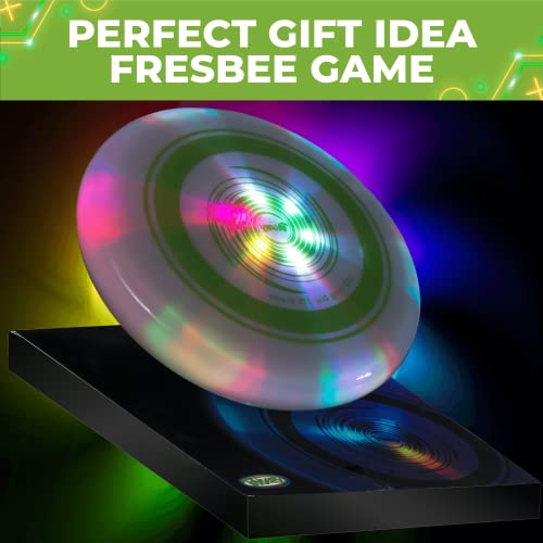 Toysery Light Up Flying Disc - LED Frisbee, Glow in the Dark, Easy to Use, Ideal Camping Game, Fun Outdoor/Indoor Birthday Toys for Boys/Girls/Kids/Adults, 175g