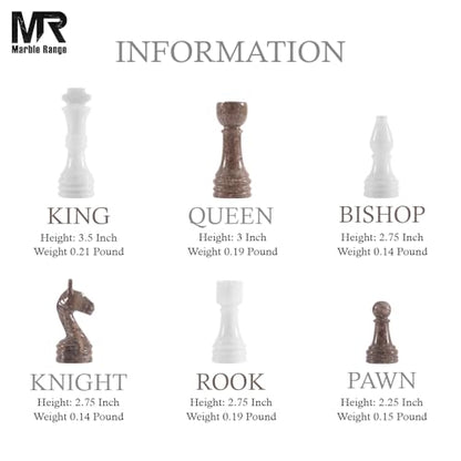 Marble Chess Set 15" Inches White and Oceanic with Storage Box and 2 Extra Queen Handmade Classic Board Games for Adults, Luxury Marble Chess Board & Chess Pieces for Gifts - color: White & Oceanic