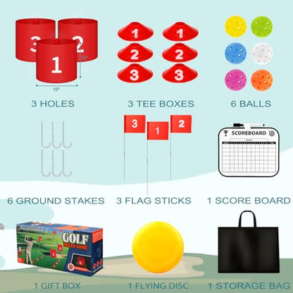 Golf Yard Bucket Games 3 Holes Golf Practice Game with Flag, Golf Chipping Game for Kids and Adults Outdoor, Indoor, Park, Beach, Backyard, Lawn - size: 3 SET
