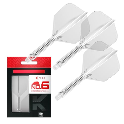 Target Darts K Flex Integrated Dart Flight and Shaft, No.6 | 3-Pack K-Flex - No. 6, Kflex Precision-Molded 2-in-1 Dart Flights and Dart Shaft | Professional Dart Accessories - color: Clear, size: Intermediate (26mm)