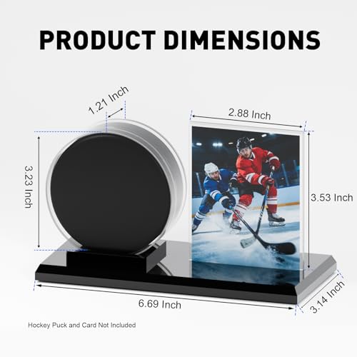 Card Archiver Hockey Puck Display Case, Acrylic Ball Ring & Card Stand Set | Dual Slot Design, Crystal Clear View, Sturdy Wear-resistant, Dustproof Waterproof, Easy Assembly, Sports Collectible Decor
