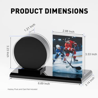 Card Archiver Hockey Puck Display Case, Acrylic Ball Ring & Card Stand Set | Dual Slot Design, Crystal Clear View, Sturdy Wear-resistant, Dustproof Waterproof, Easy Assembly, Sports Collectible Decor