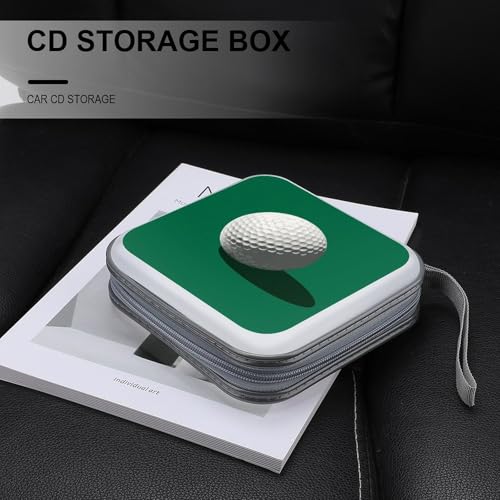 Simple Golf Ball on Green CD Case DVD Storage Case Portable for Car Home Travel