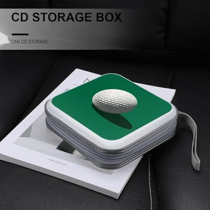 Simple Golf Ball on Green CD Case DVD Storage Case Portable for Car Home Travel