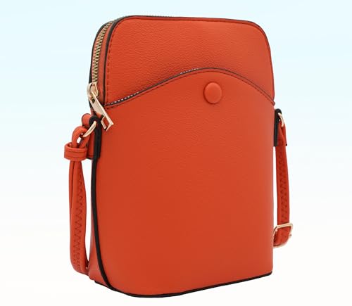 Solene Small Crossbody Bag with Gold Hardware, Mini Shoulder Purse with Adjustable Strap - color: Burnt Orange