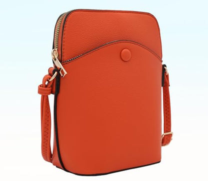 Solene Small Crossbody Bag with Gold Hardware, Mini Shoulder Purse with Adjustable Strap - color: Burnt Orange