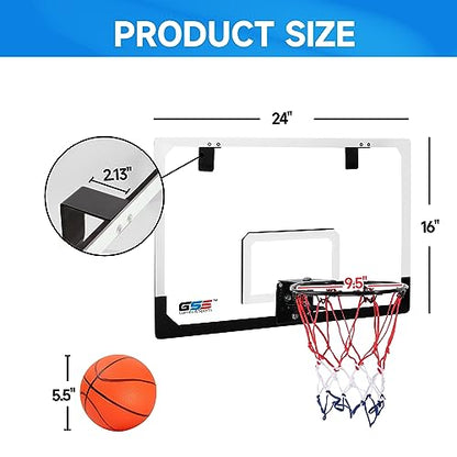 GSE Games & Sports Expert Over-The-Door Basketball Hoop with Basketball & Pump, Wall-Mounted Basketball Hoop Set with Complete Accessories for Home & Office (Several Style Choice) - style: Large