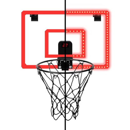 Over-The-Door LED Basketball Hoop with Electronic Scoring & Sound, Light-Up Backboard, Indoor Mini Sports Game, Includes Countdown Timer, Mute Mode, Metal Rim, Easy Setup