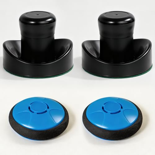 Air Hockey Pushers and Air Hockey Pucks, Indoor Games Goal Handles Paddles Replacement Accessories Set for Game Tables Equipment - color: Rechargeable Black-blue