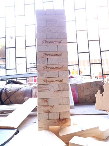 Personalized Giant Tumbling Timbers/Stacking Blocks Game with Wooden Box/Size 4.7inch (12cm)