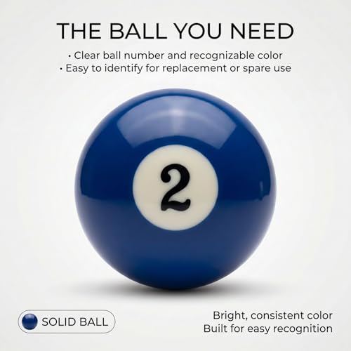 KONLLEN Single Replacement Pool Ball – 2-1/4" Regulation Size & Weight Billiard Ball Made of Phenolic Resin (Choose 1–15 or Cue Ball) - color: #2