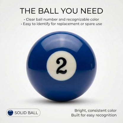KONLLEN Single Replacement Pool Ball – 2-1/4" Regulation Size & Weight Billiard Ball Made of Phenolic Resin (Choose 1–15 or Cue Ball) - color: #2