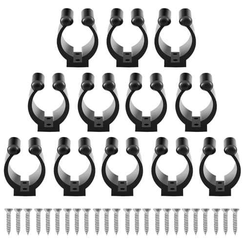12 PCS Pool Cue Holder Clamps(Include Screws), Billiards Snooker Cue Locating Clip Holder Regular Fishing Rod Storage Clips Black for Pool Cue Racks Include Screws - color: Big