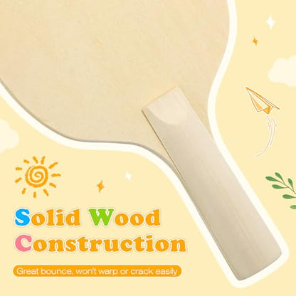 Unfinished Wooden Ping Pong Paddles, 2 Pairs Unpainted Wood Table Tennis Paddles - Plain Wood Table Tennis Rackets for Indoor & Outdoor Games