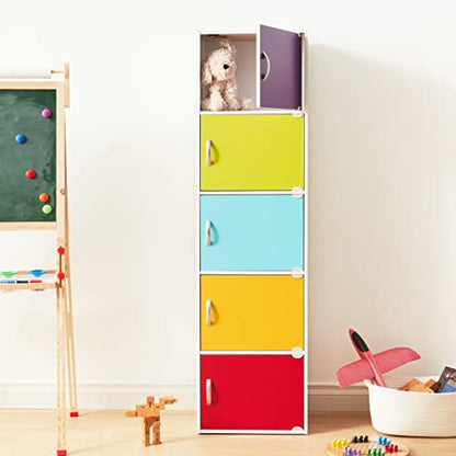 HODEDAH IMPORT Bookcase, Rainbow, 5 Door - color: Rainbow