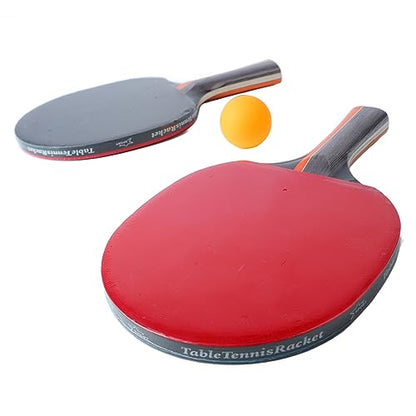Table Tennis Racket, 7 Layer Wood Base Professional Paddles Set, Portable Table Tennis Bat with Sweat Absorbing Handle and 3 Balls for Indoor Outdoor Use