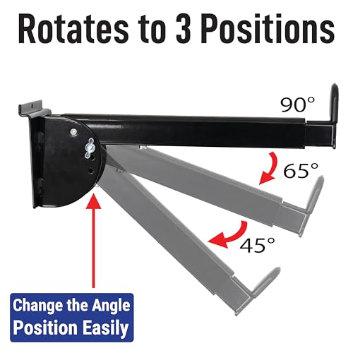 Victory Display Heavy-Duty Steel Keyboard Arms(1-PAIR), fits into Slatwall Panels, Telescoping Arms (12" to 18"), Adjustable slanting from 45° to 65° to 90°, for Keyboards and Music Production Equipment