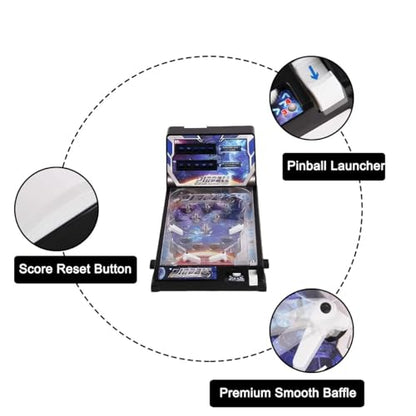 Birthday Party Mini Pinball Machine, Desktop Ball Shooting Toy with Lights, Tabletop Pinball Game for Adults, Home Arcade Pinball Game for Birthdays Friends