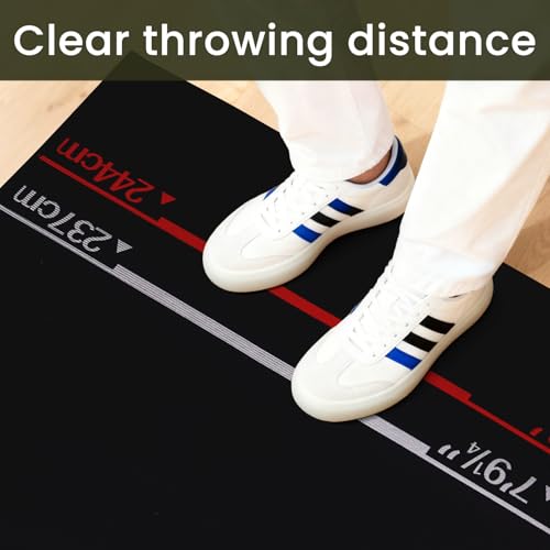 Thmins Darts Mat with Throw Line for Dart Board, Non-Slip Floor Mat with Standard Oche Distances and Protective Surface
