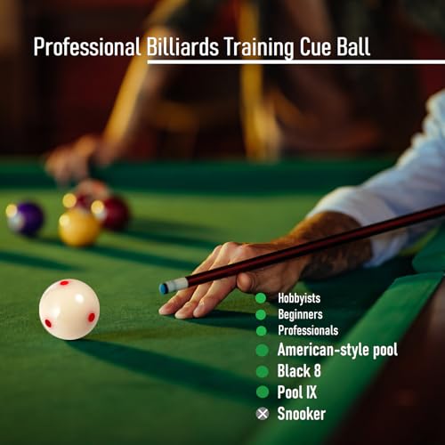 Pro-Cup Pool Cue Ball 2 1/4" 6 Dots AAA-Grade Regulation Size Pool Billiard Training Cue Ball(2 Pack,Red and Black Set)